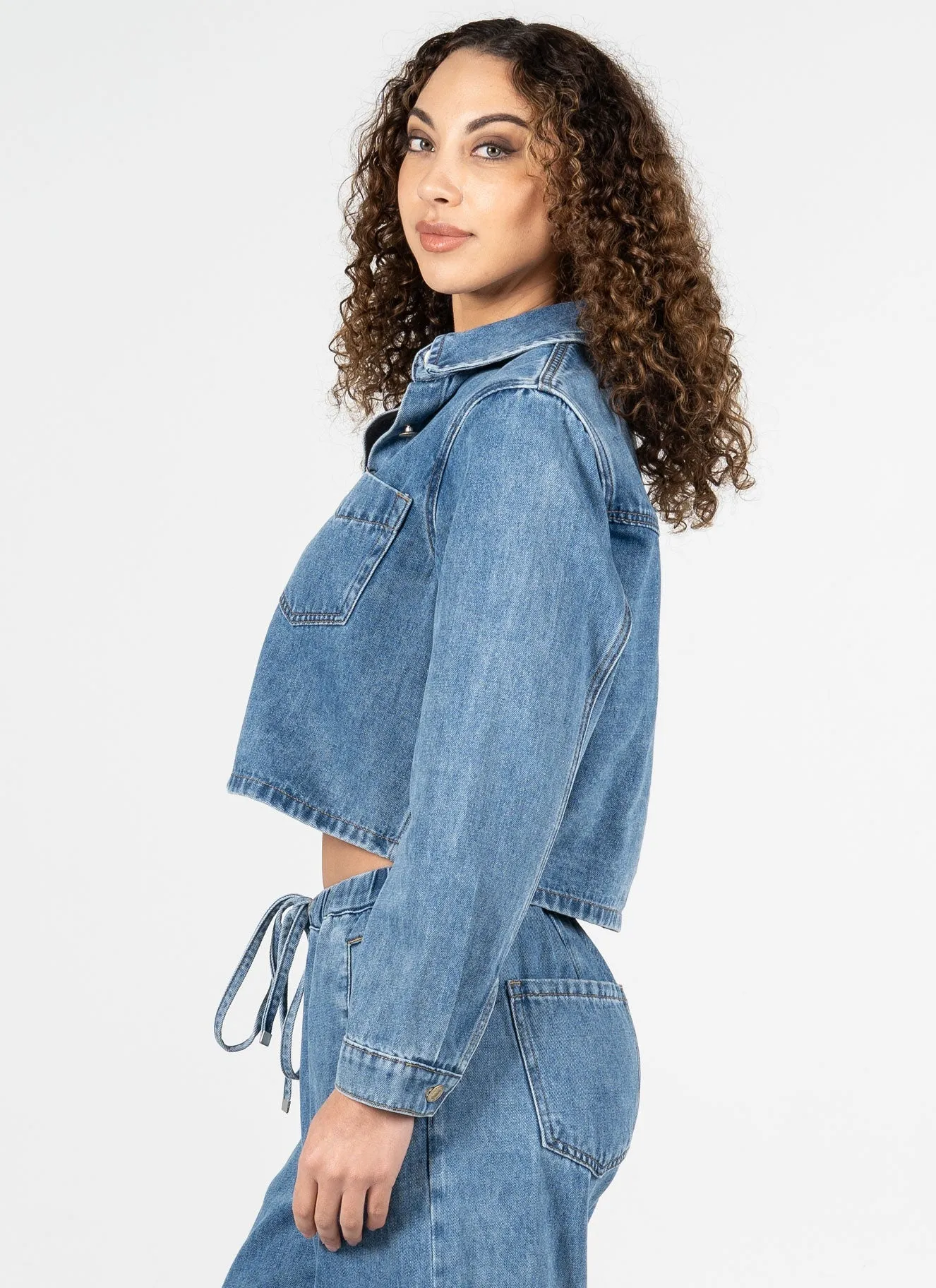 Crop Denim Shirt sold by C’est Moi product image thumbnail 3