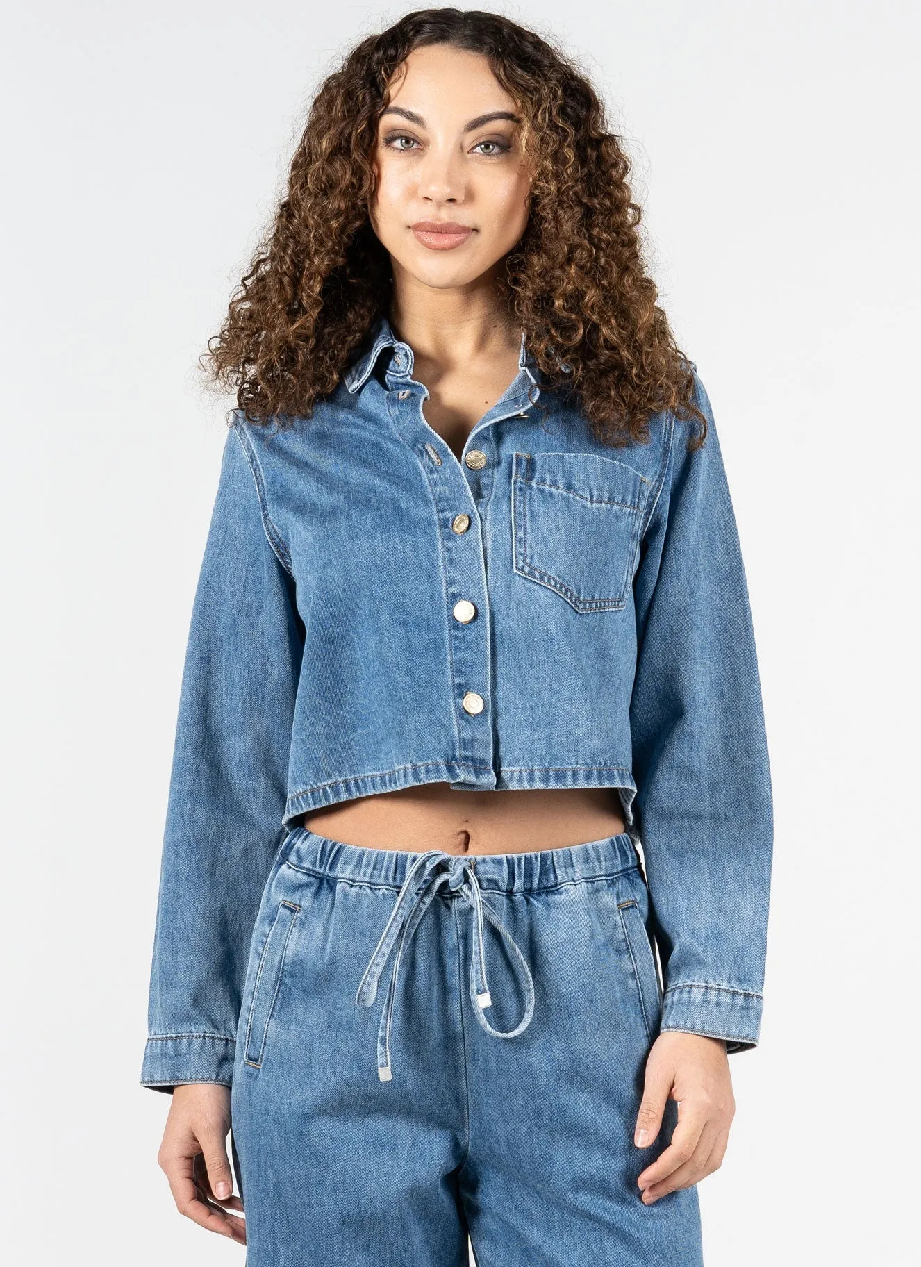 Crop Denim Shirt sold by C’est Moi product image thumbnail 2