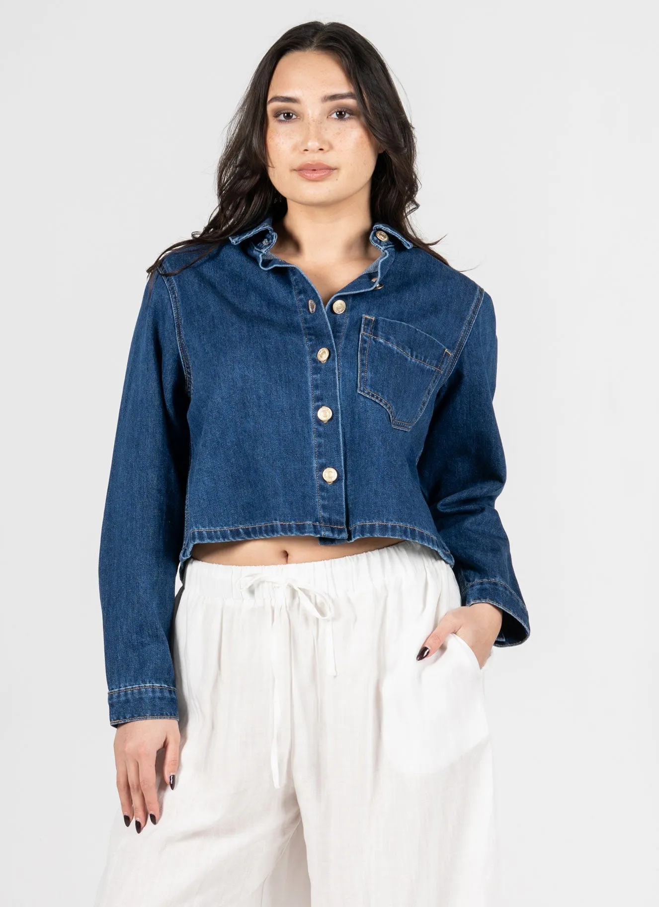 Crop Denim Shirt sold by C’est Moi