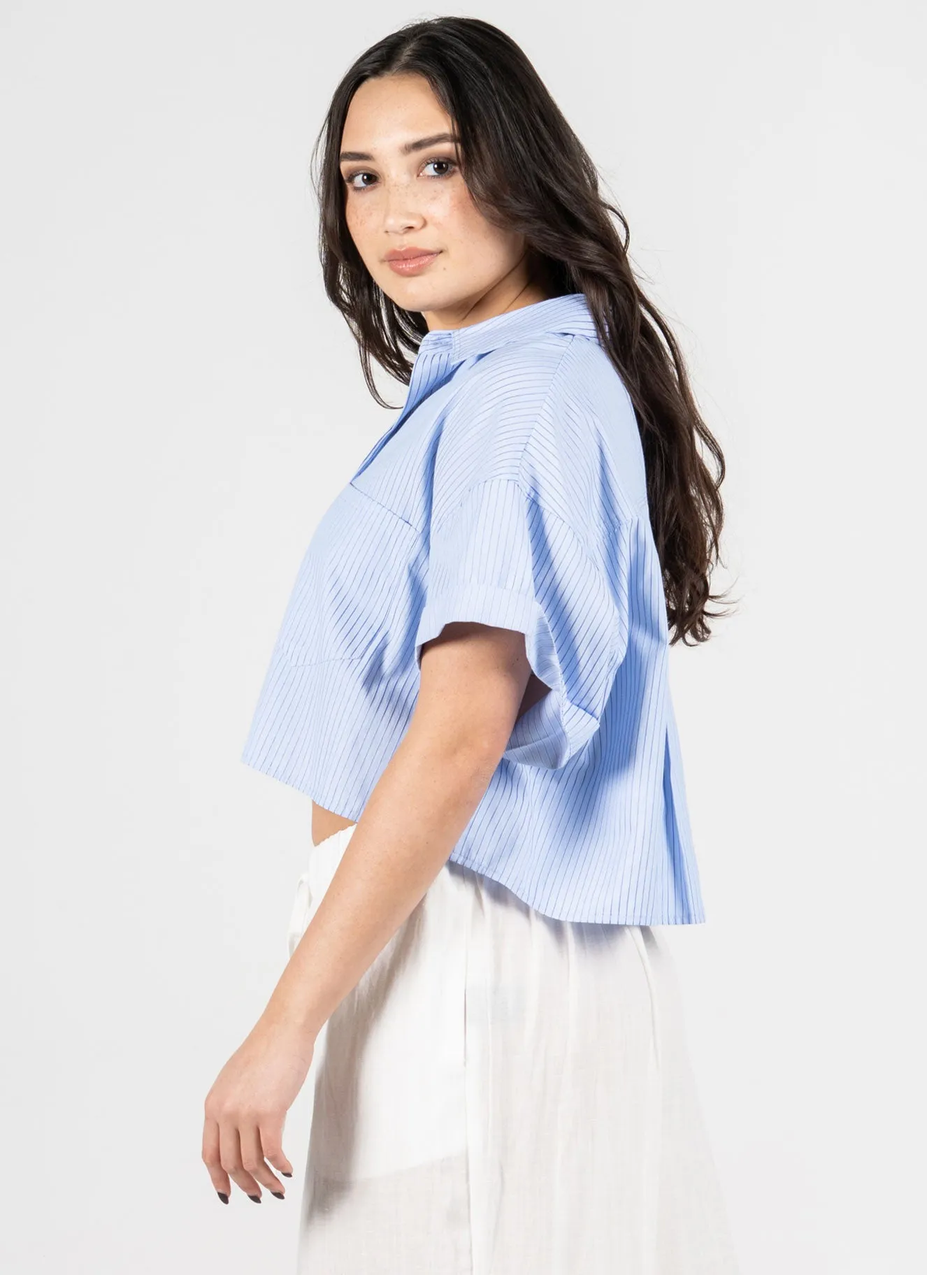 Crop Boxy Oxford Shirt sold by C’est Moi product image thumbnail 2