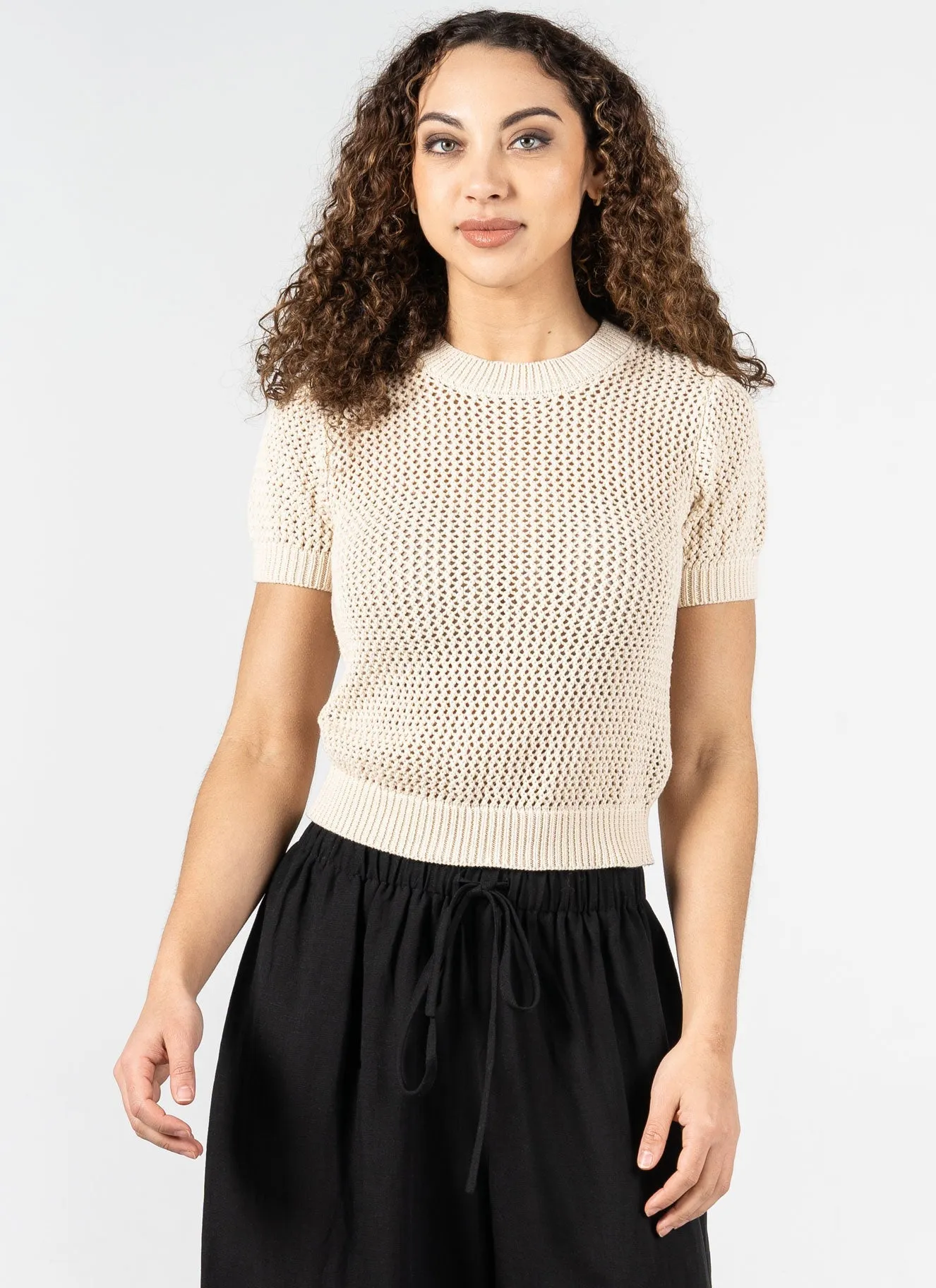 Cotton S/S Crew Neck Knit Top sold by C’est Moi