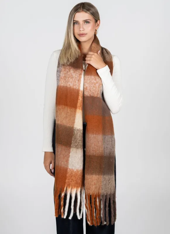 Plaid Pattern Blanket Scarf sold by C’est Moi