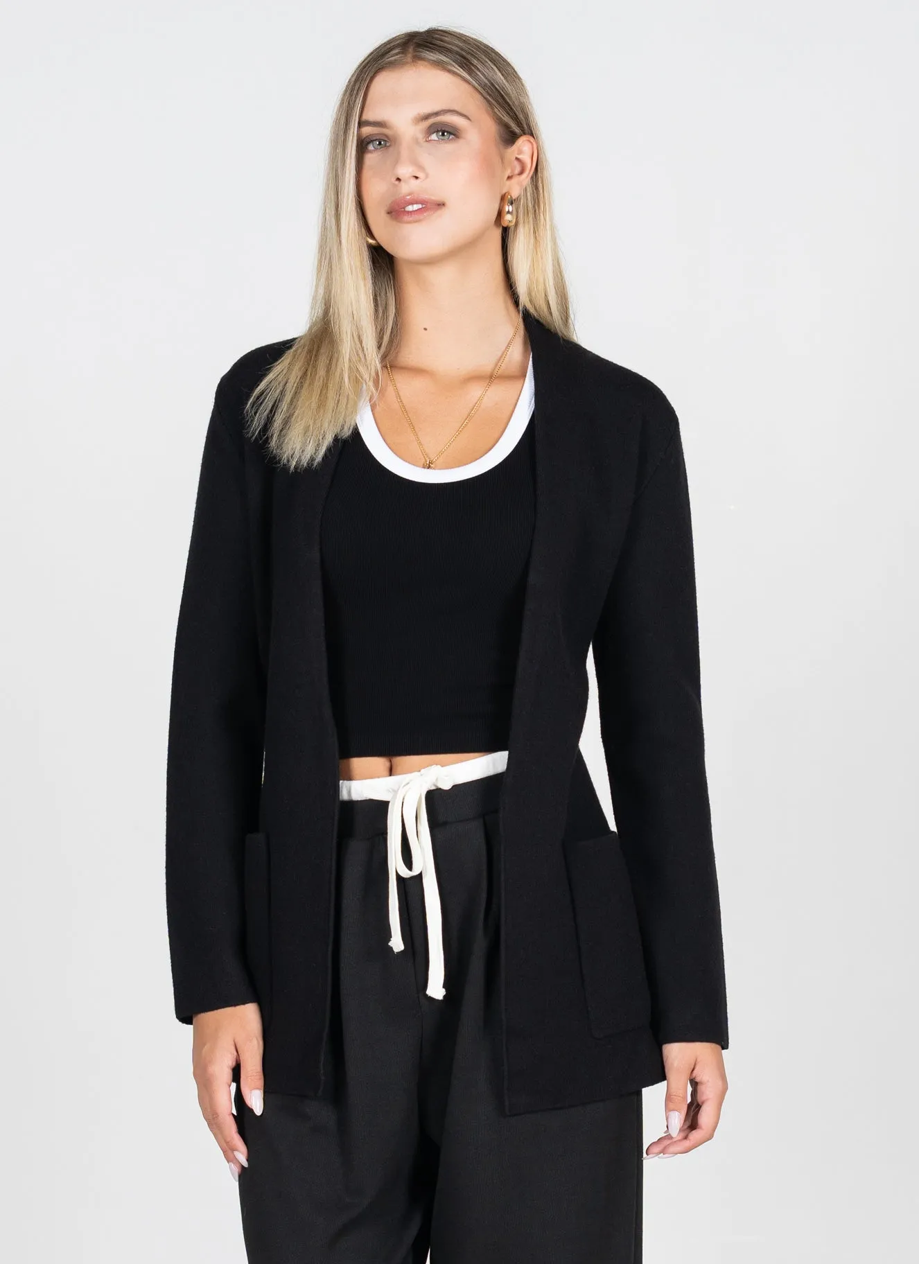 Viscose Blend Knit Belted Cardigan sold by C’est Moi product image thumbnail 3