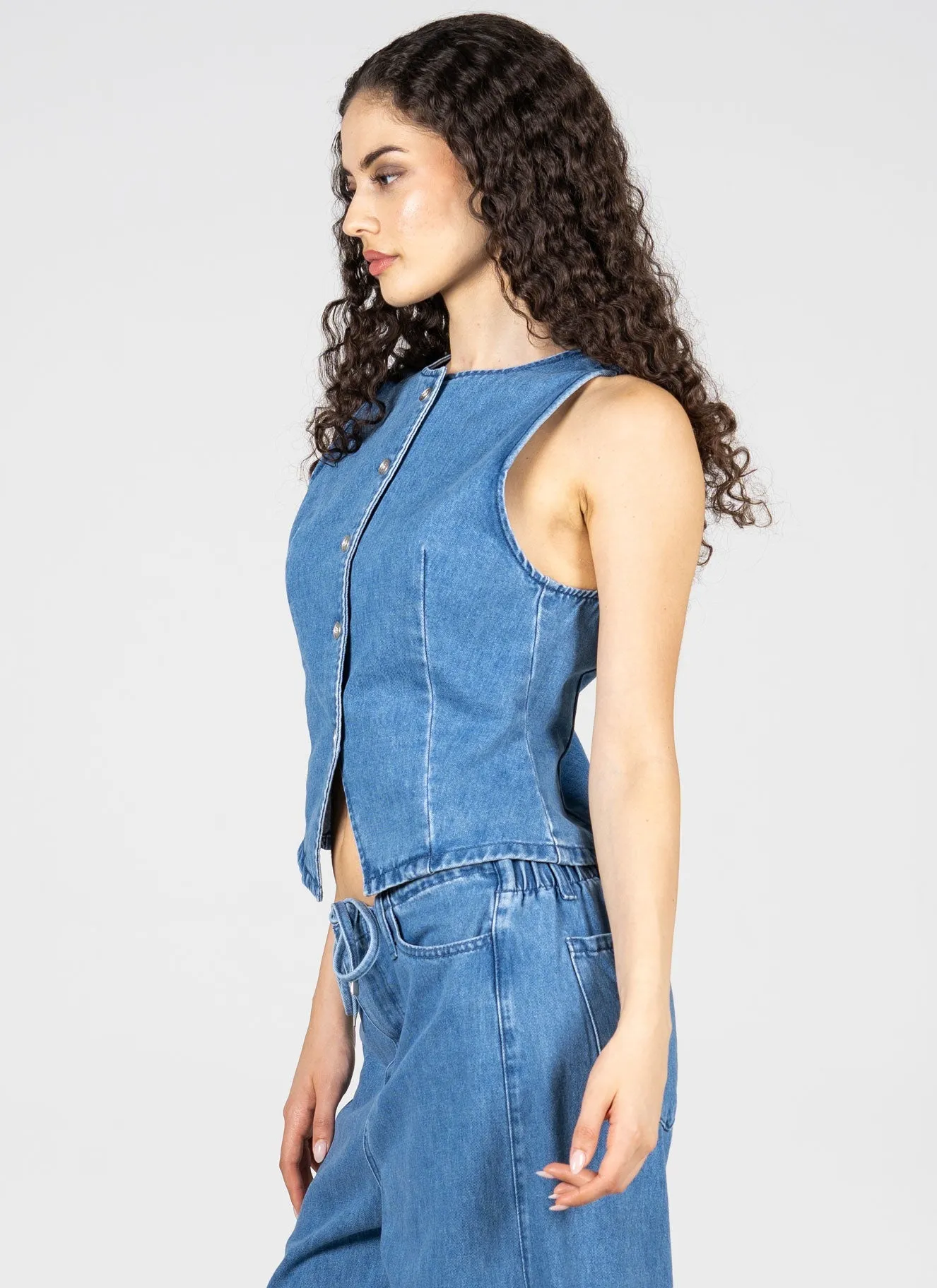 S/Less Denim Vest sold by C’est Moi product image thumbnail 3