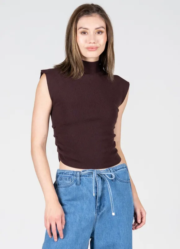 Viscose Blend Knit S/S High Neck Top sold by C’est Moi