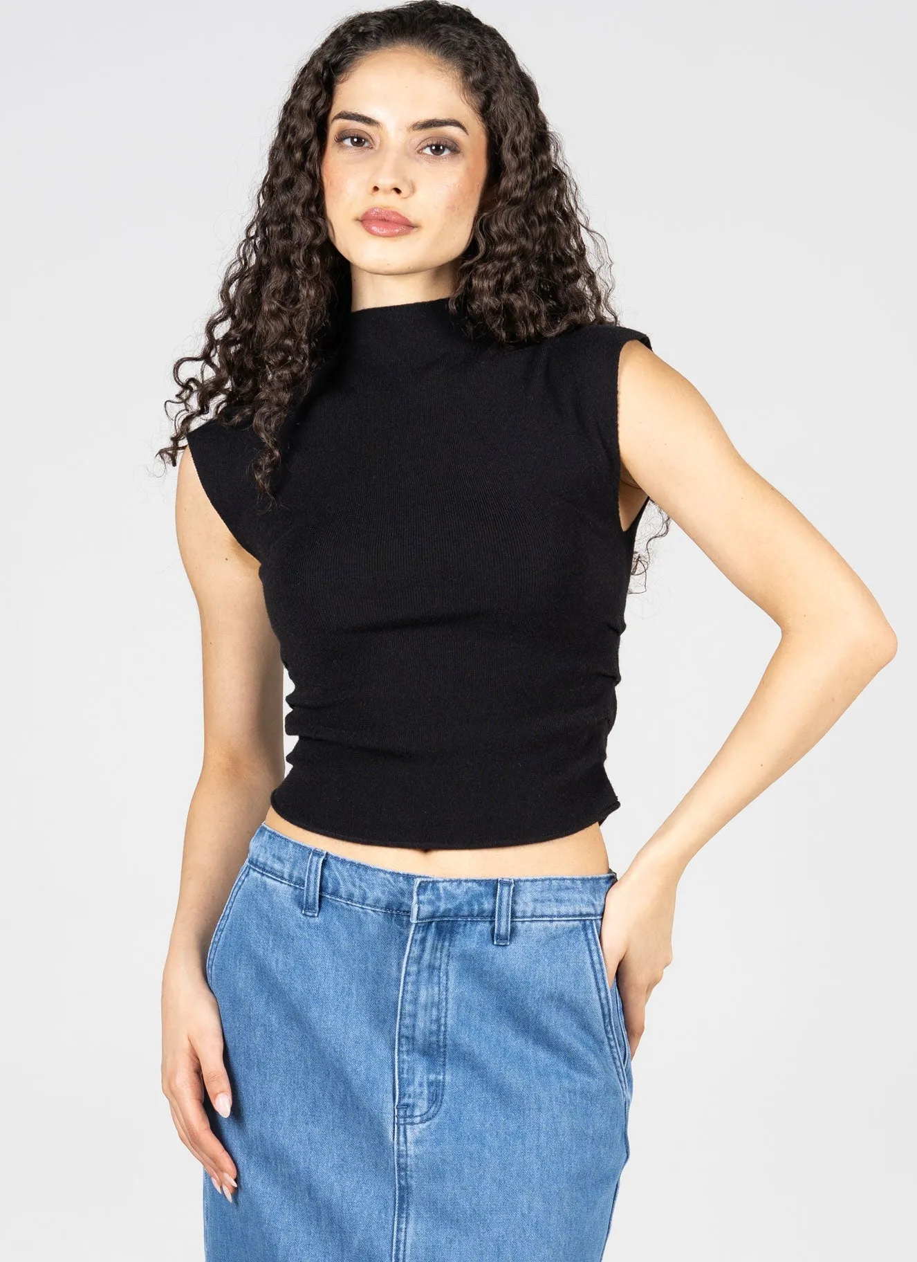 Viscose Blend Knit S/S High Neck Top sold by C’est Moi product image thumbnail 2