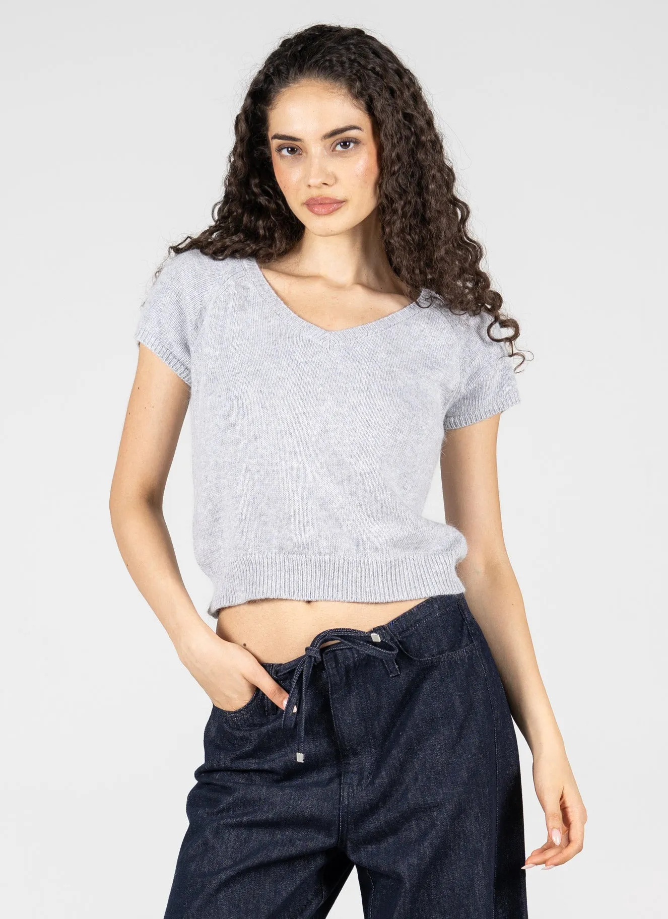 S/S Light Weight V Neck Sweater sold by C’est Moi