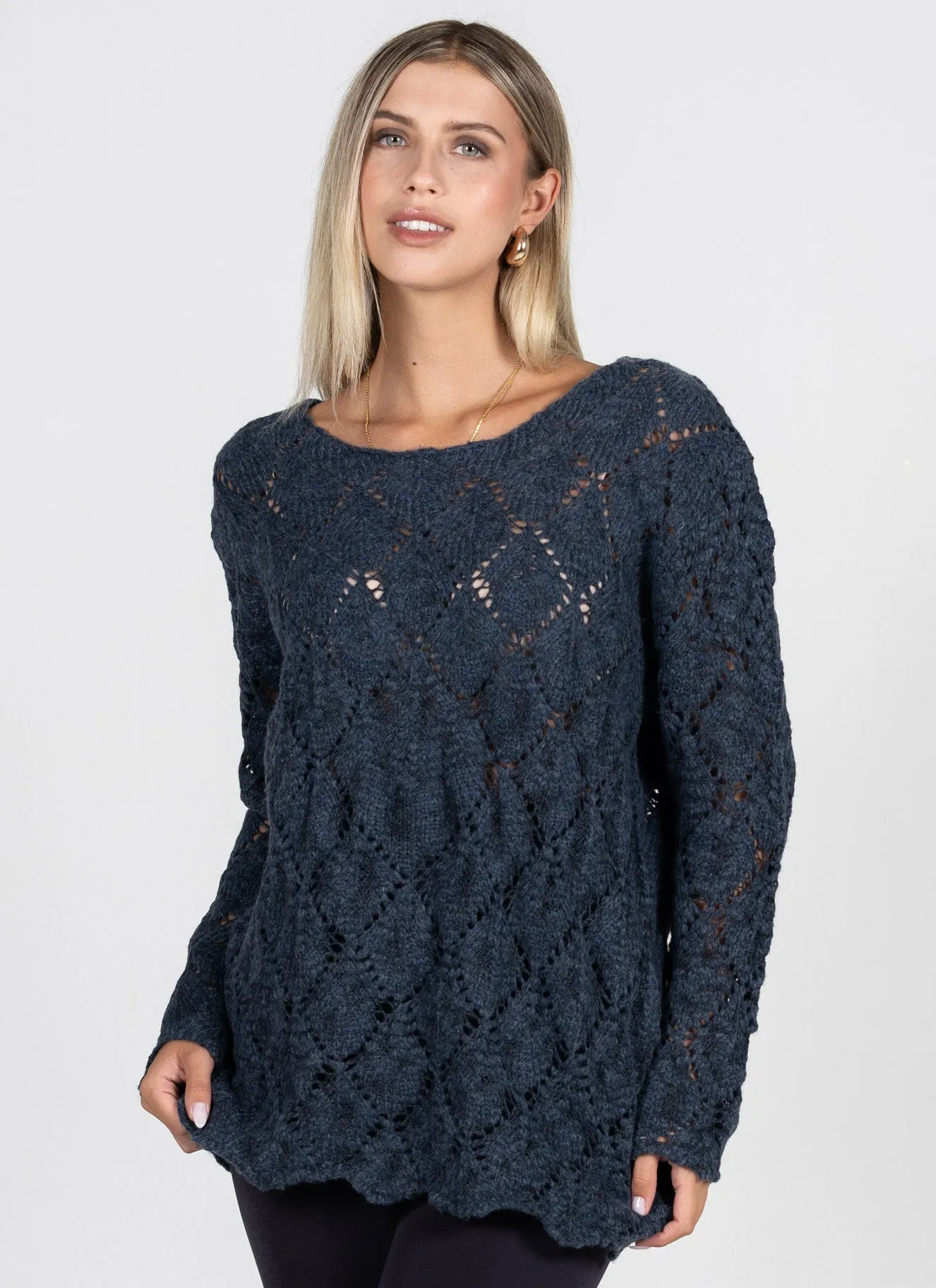 Diamond Knit Pattern Sweater sold by C’est Moi product image thumbnail 2