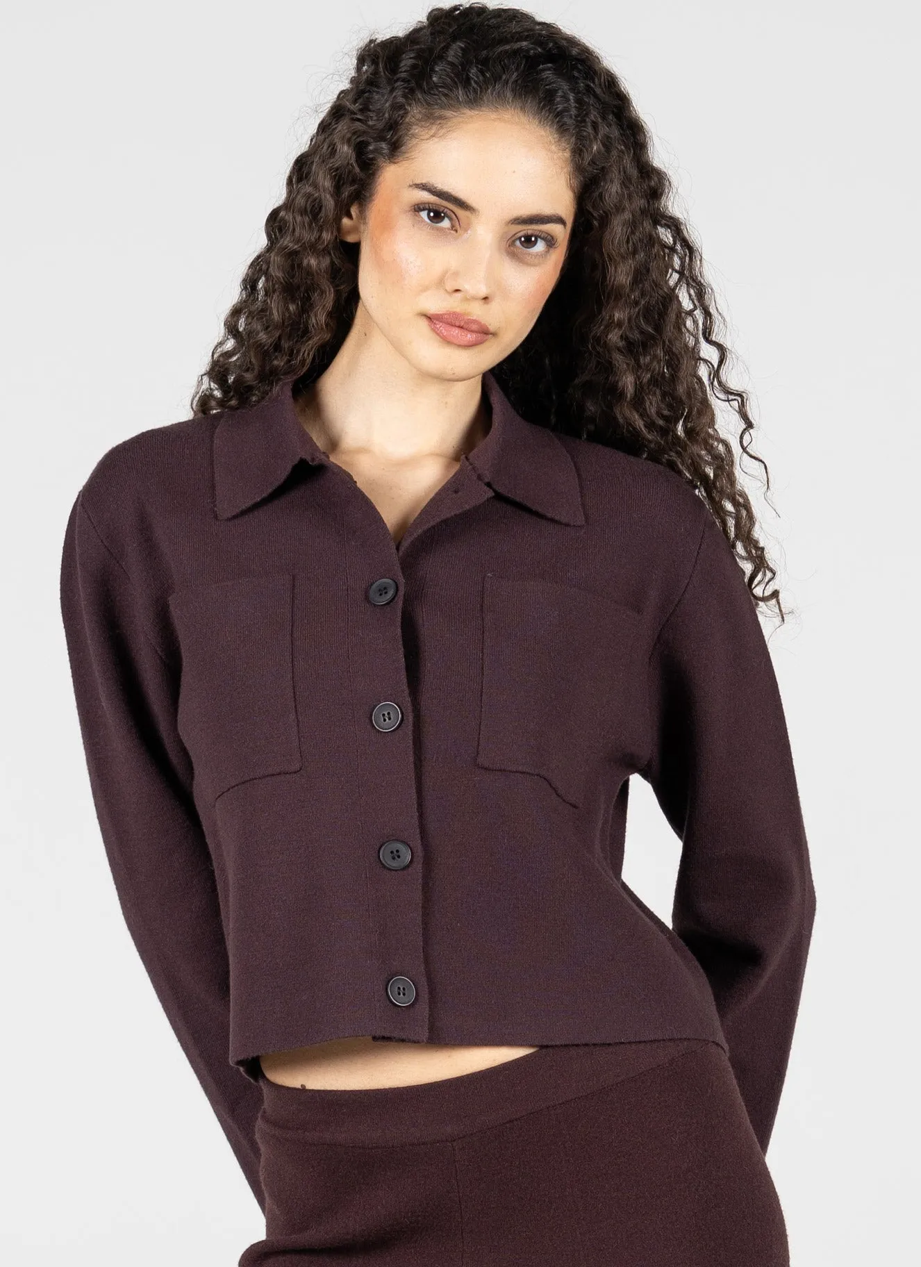 Viscose Blend Knit Crop Button Cardigan sold by C’est Moi