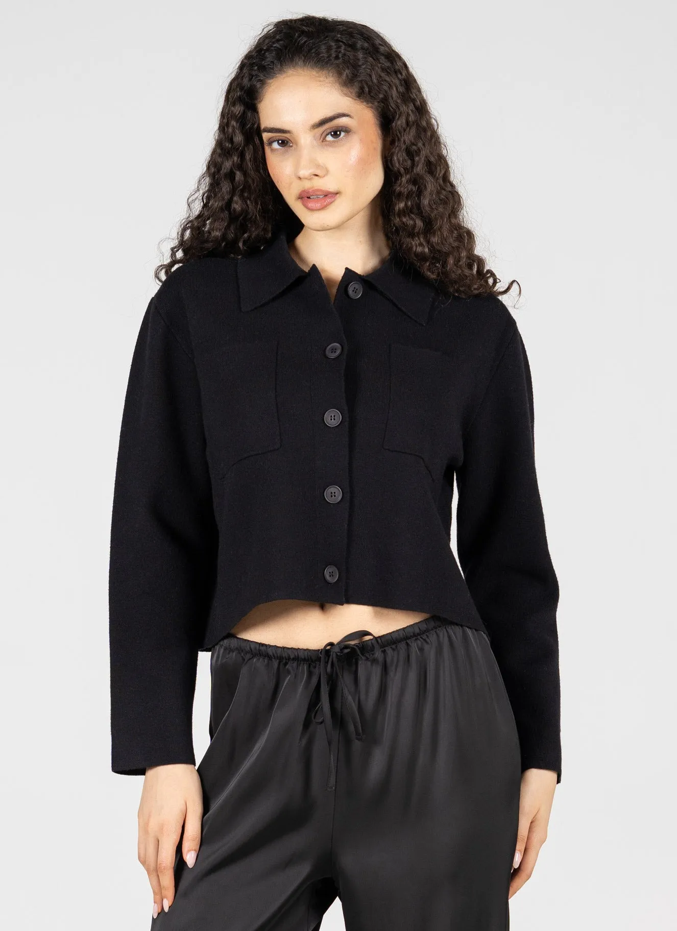 Viscose Blend Knit Crop Button Cardigan sold by C’est Moi product image thumbnail 2