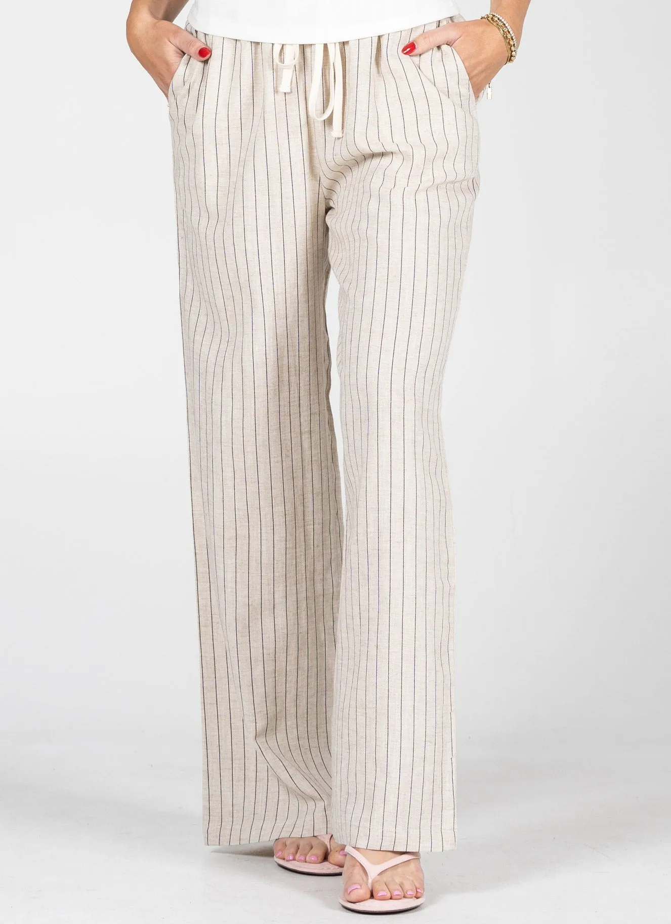 Ramie Tencel Stripe Wide Leg Pants sold by C’est Moi product image thumbnail 4