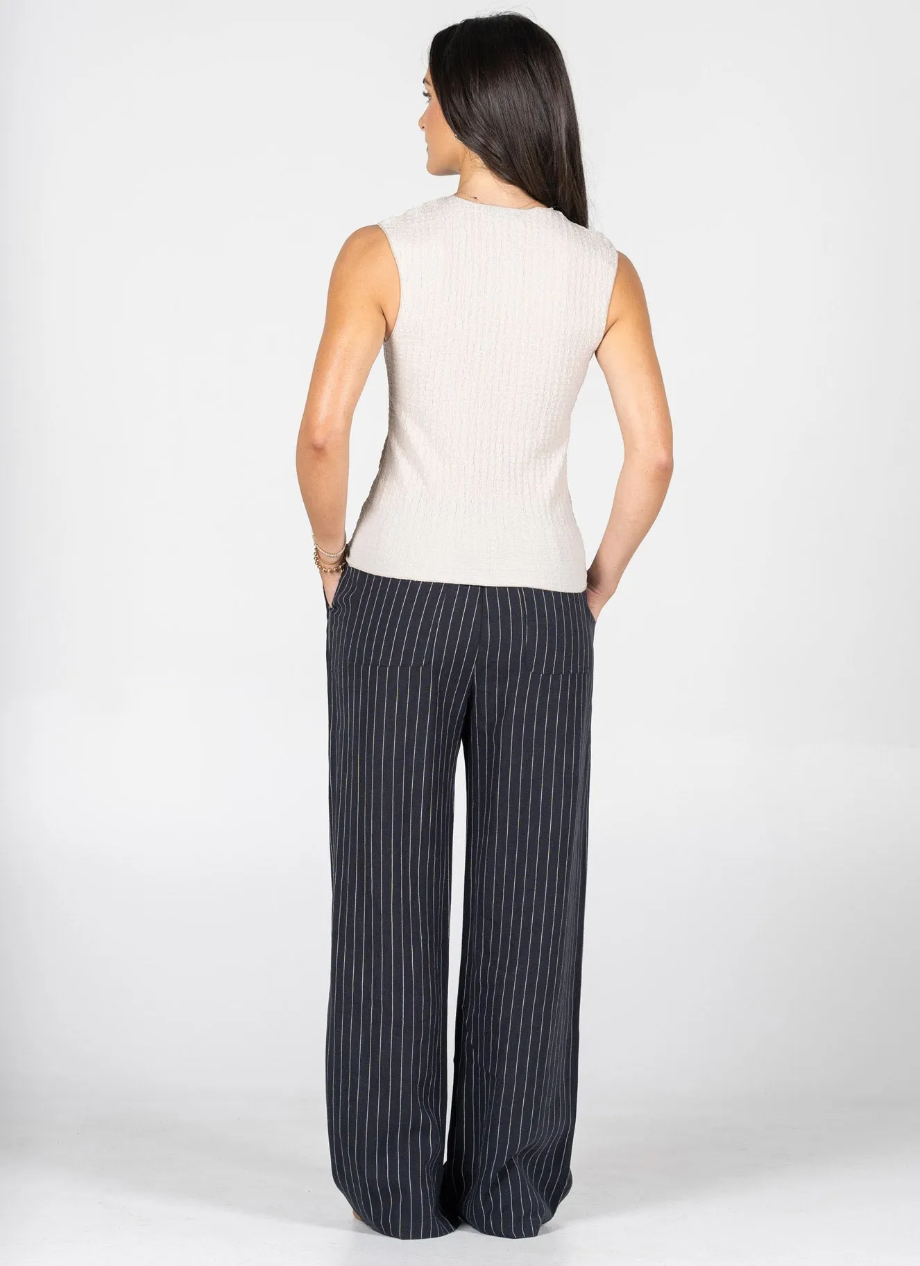 Ramie Tencel Stripe Wide Leg Pants sold by C’est Moi product image thumbnail 5