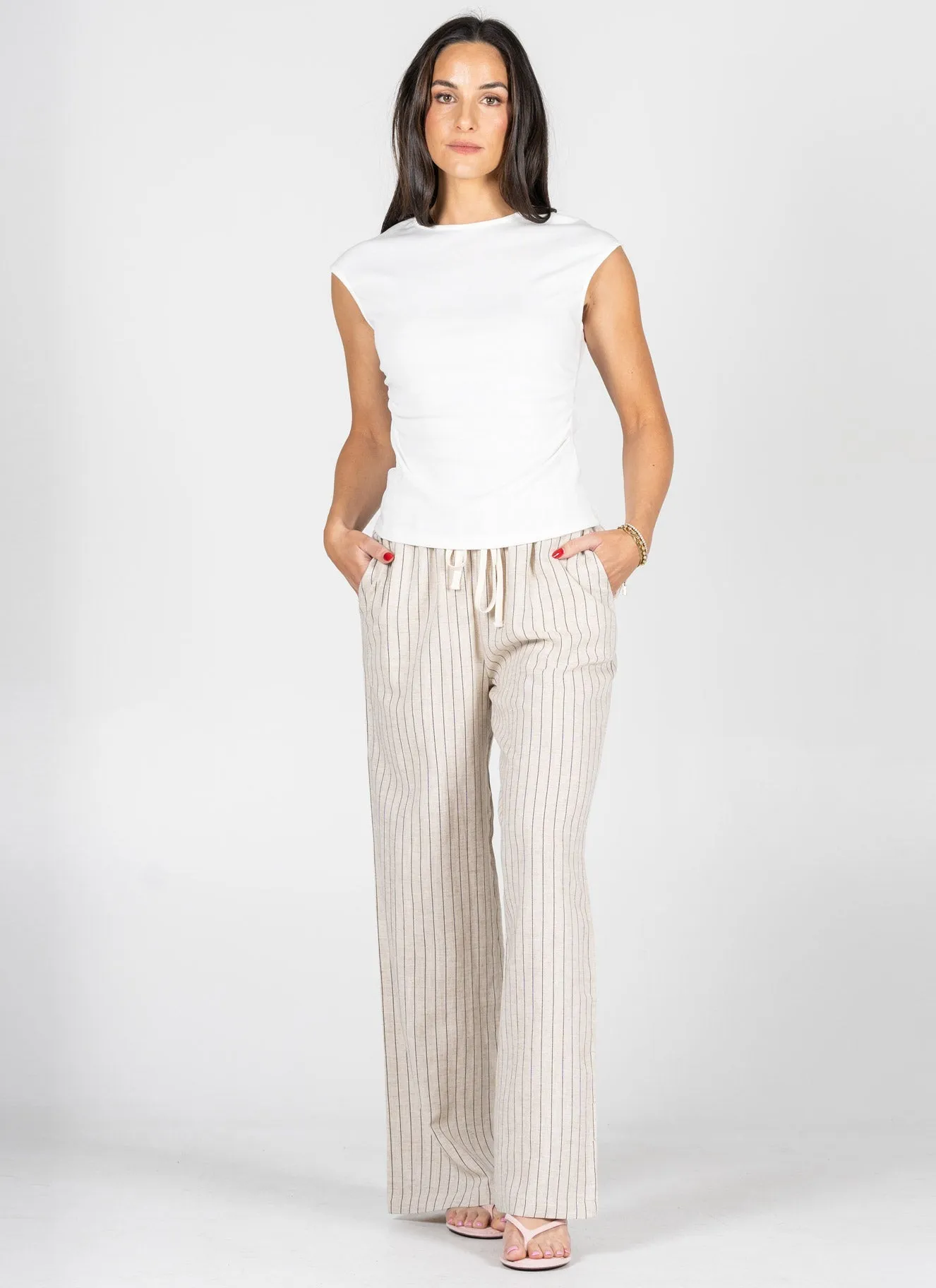 Ramie Tencel Stripe Wide Leg Pants sold by C’est Moi product image thumbnail 2