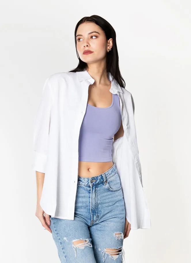 Linen Boyfriend Fit Button Front Blouse sold by C’est Moi product image thumbnail 2