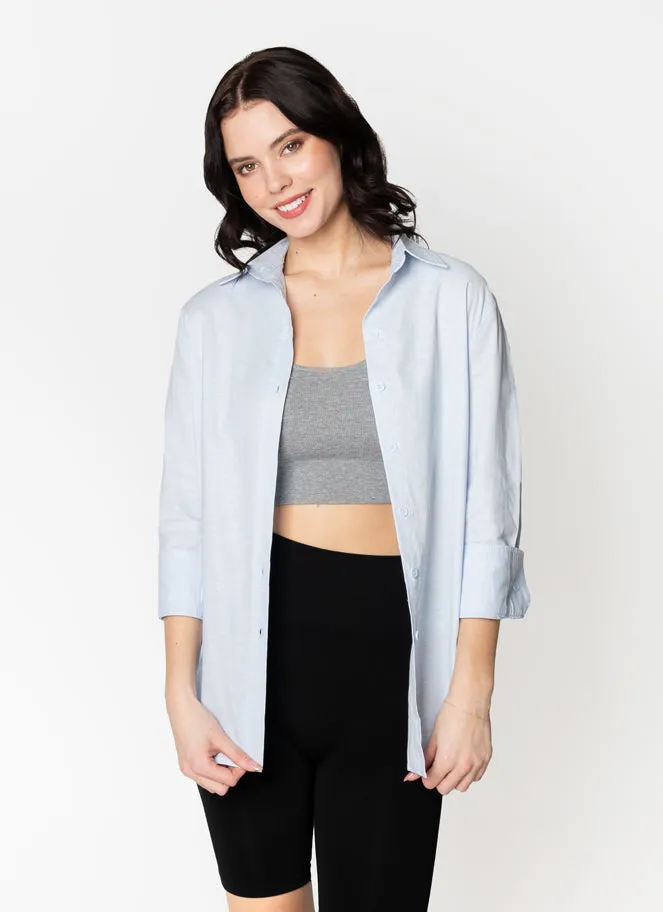 Linen Boyfriend Fit Button Front Blouse sold by C’est Moi