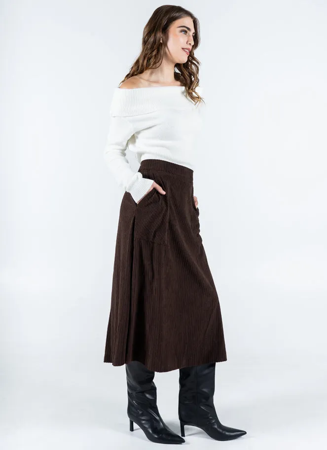 Corduroy A Line Midi Skirt sold by C’est Moi product image thumbnail 3