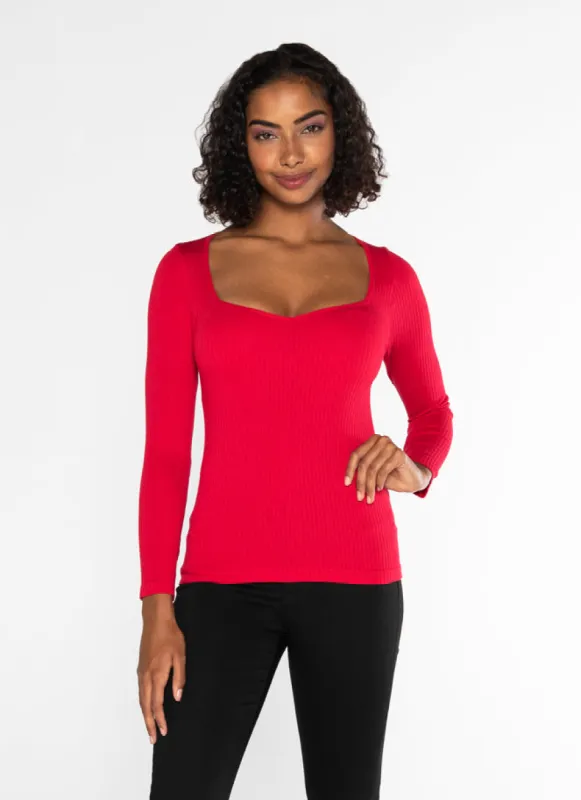 Seamless Rib L/S Sweetheart Top sold by C’est Moi