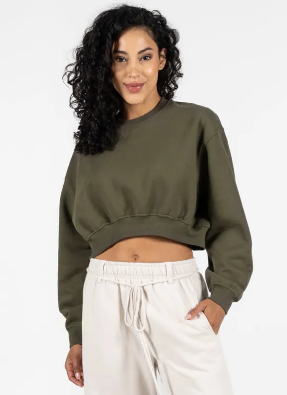 Recycled Poly/Cotton Fleece Crop Crew sold by C’est Moi
