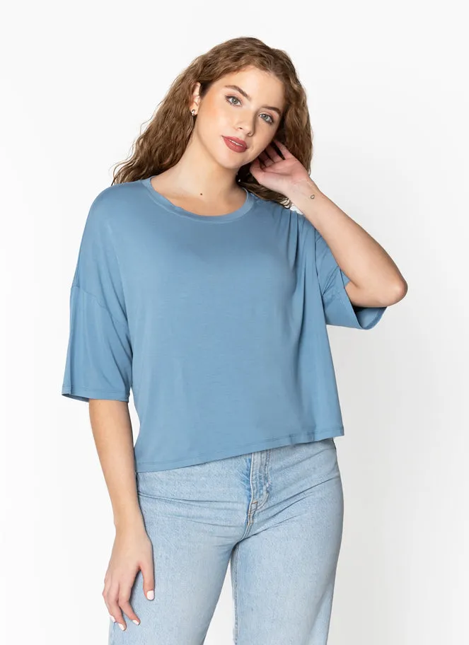 Bamboo C/S Crop Boxy Top sold by C’est Moi product image thumbnail 2