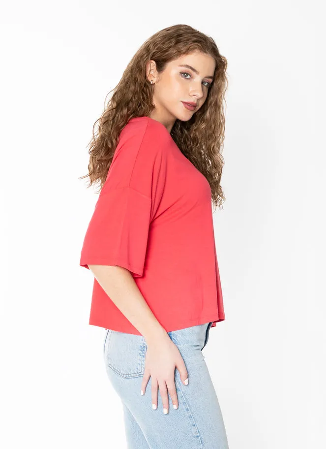 Bamboo C/S Crop Boxy Top sold by C’est Moi product image thumbnail 5