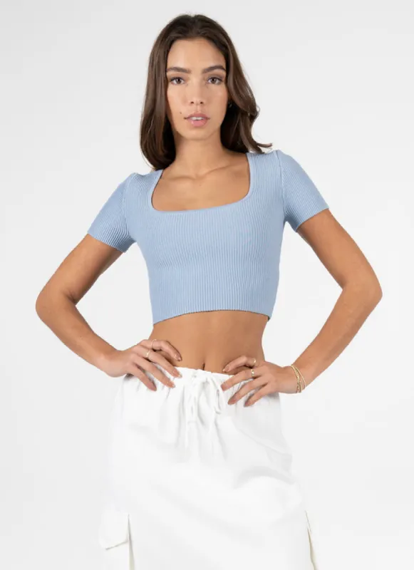 Ottoman Rib S/S Squareneck Top sold by C’est Moi