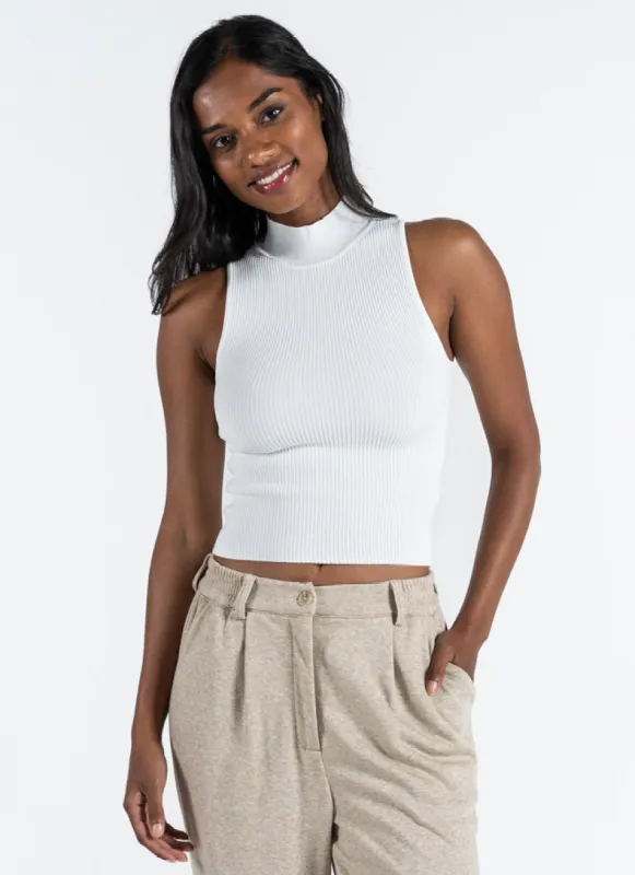 Ottoman Rib S/Less Mock Neck Top sold by C’est Moi
