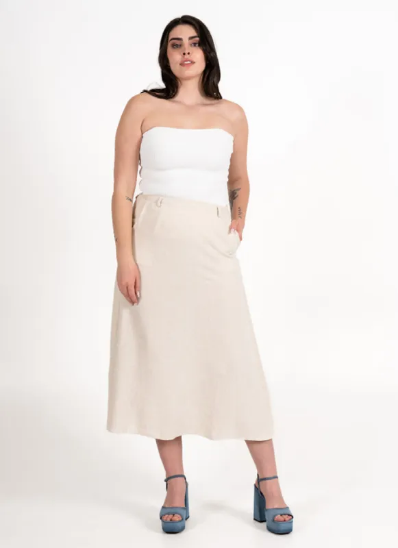 Linen Blend Maxi Skirt sold by C’est Moi
