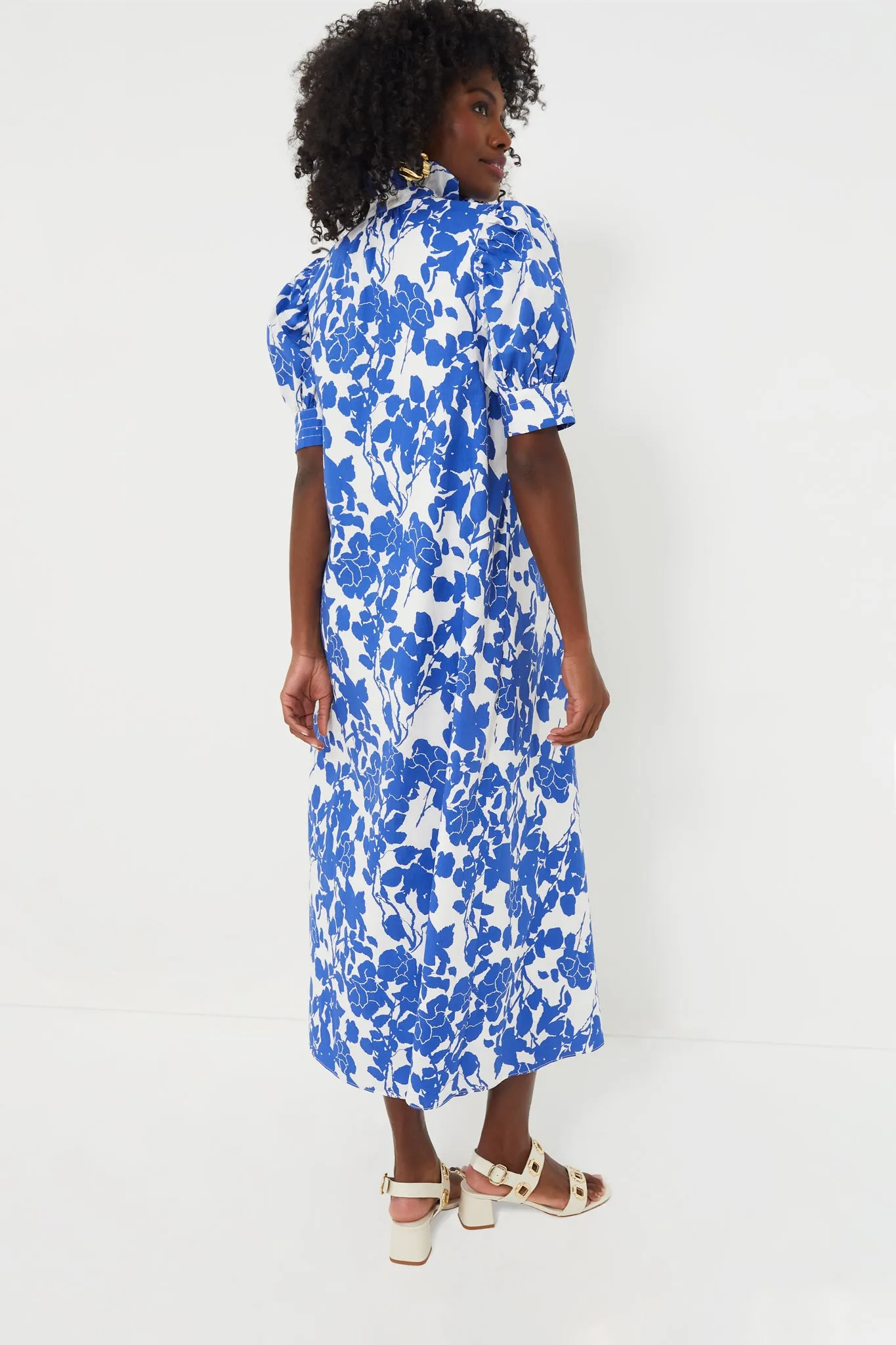 Blue Floral Ruffle Collar Louisa Midi Dress sold by Tuckernuck product image thumbnail 4