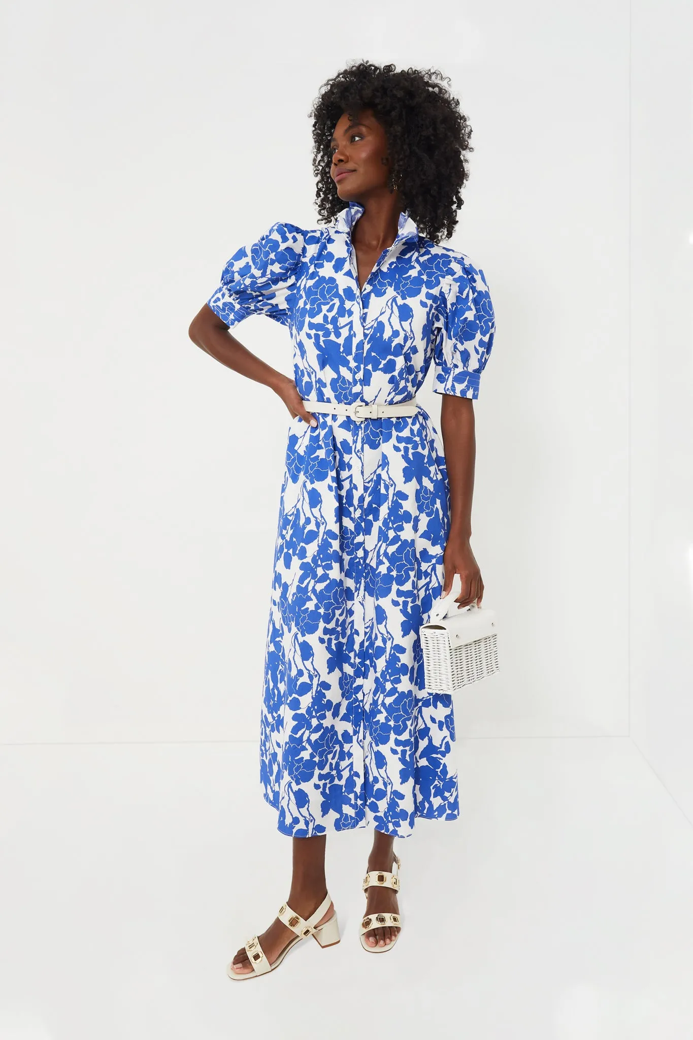 Blue Floral Ruffle Collar Louisa Midi Dress sold by Tuckernuck product image thumbnail 2