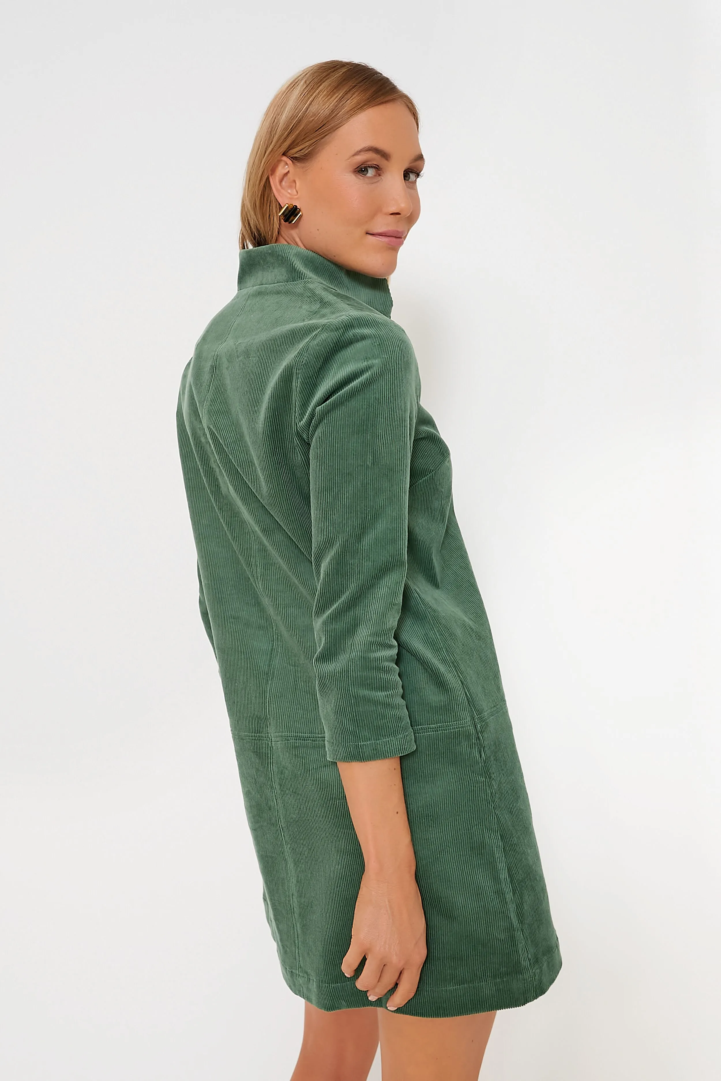 slim fit dress slacks Never Too Late Olive Green Corduroy Dress, Large - The Mint Julep Boutique main image 0