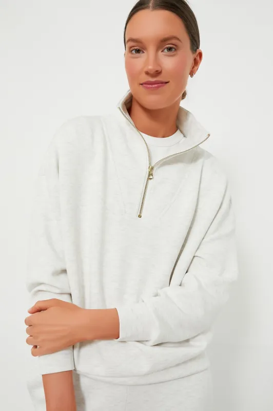 Ivory Marl Hawley Half Zip Sweat sold by Tuckernuck