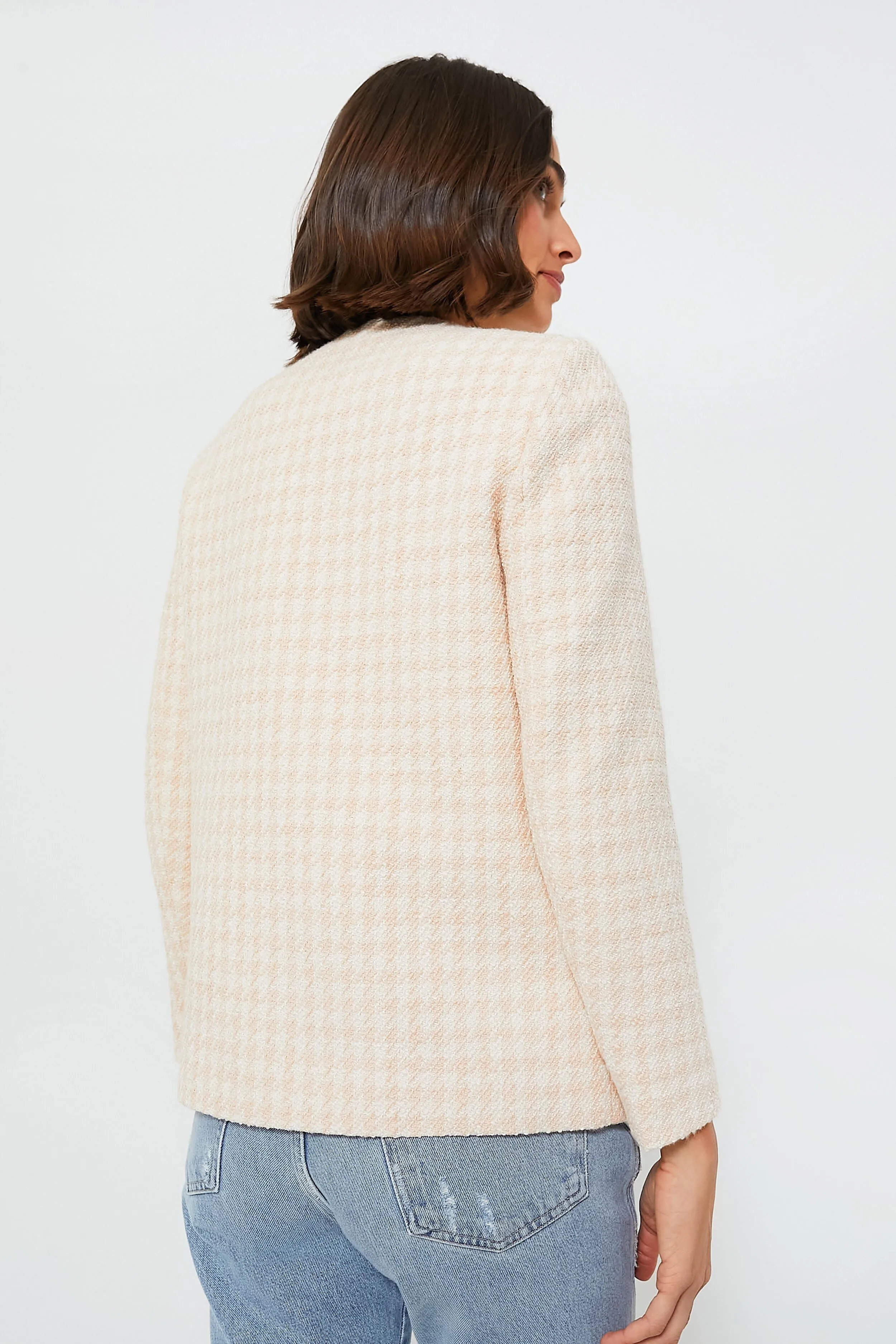 Cream and Peach Houndstooth Janet Jacket sold by Tuckernuck product image thumbnail 4