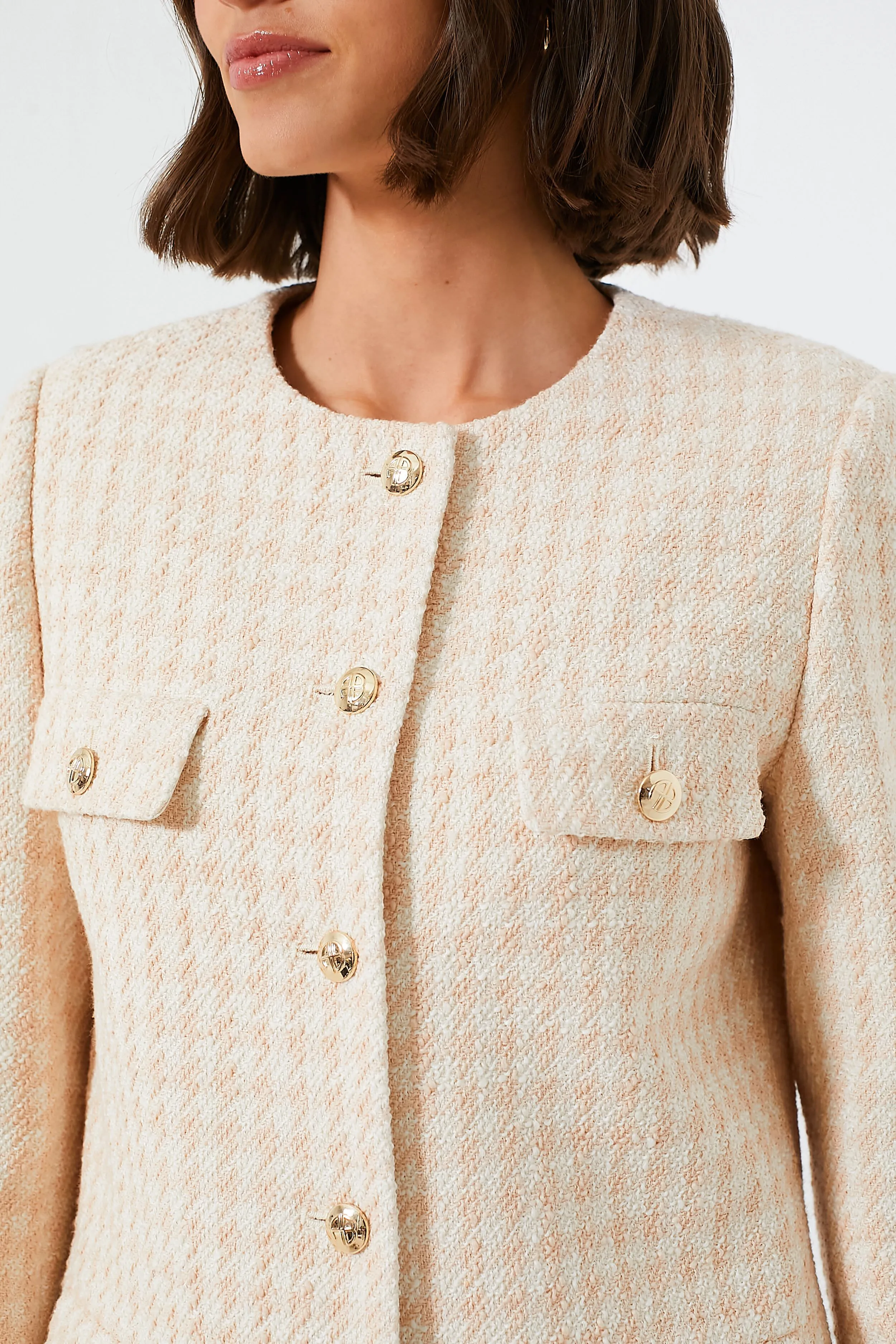 Cream and Peach Houndstooth Janet Jacket sold by Tuckernuck product image thumbnail 5