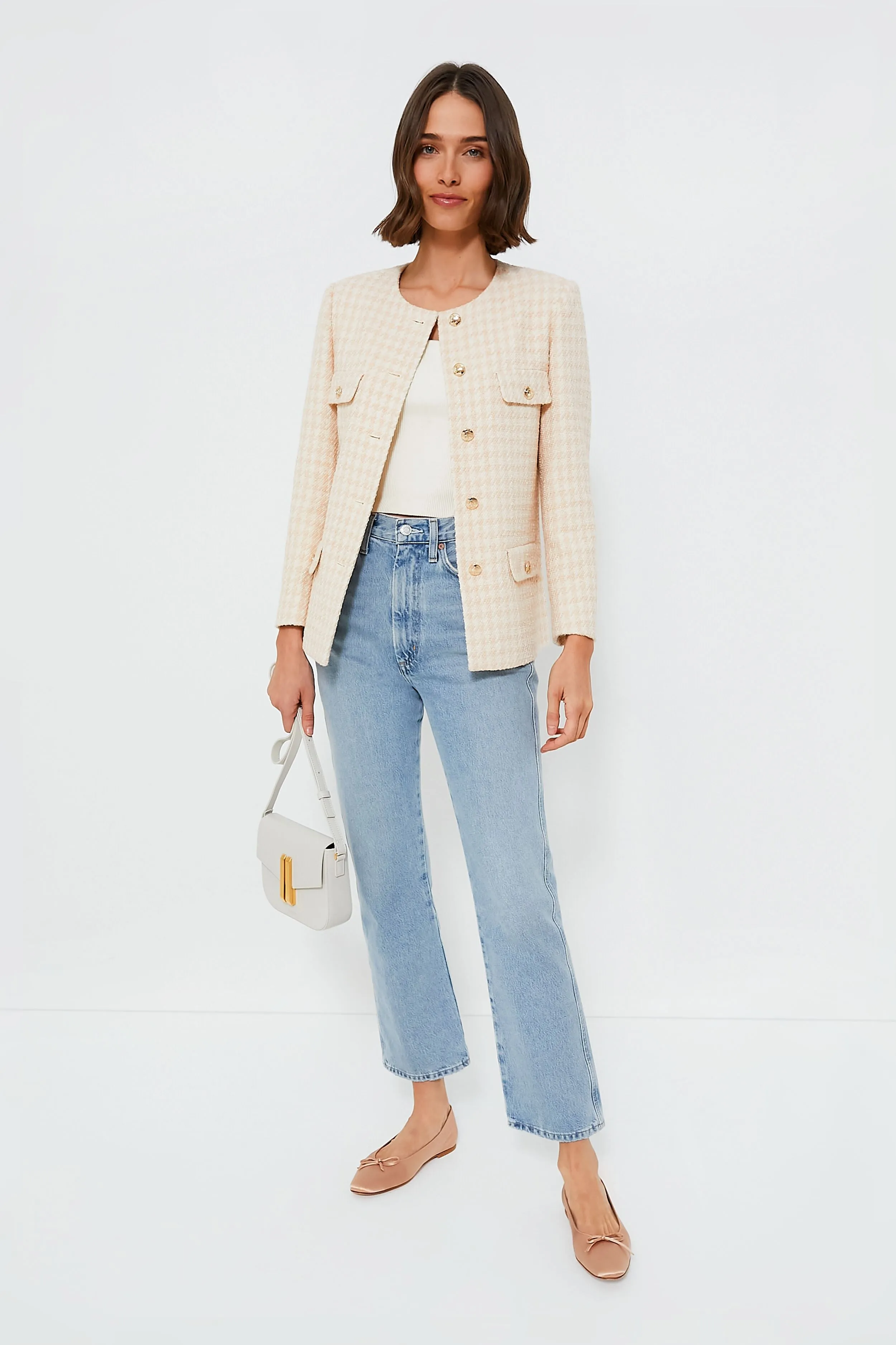 Cream and Peach Houndstooth Janet Jacket sold by Tuckernuck product image thumbnail 2