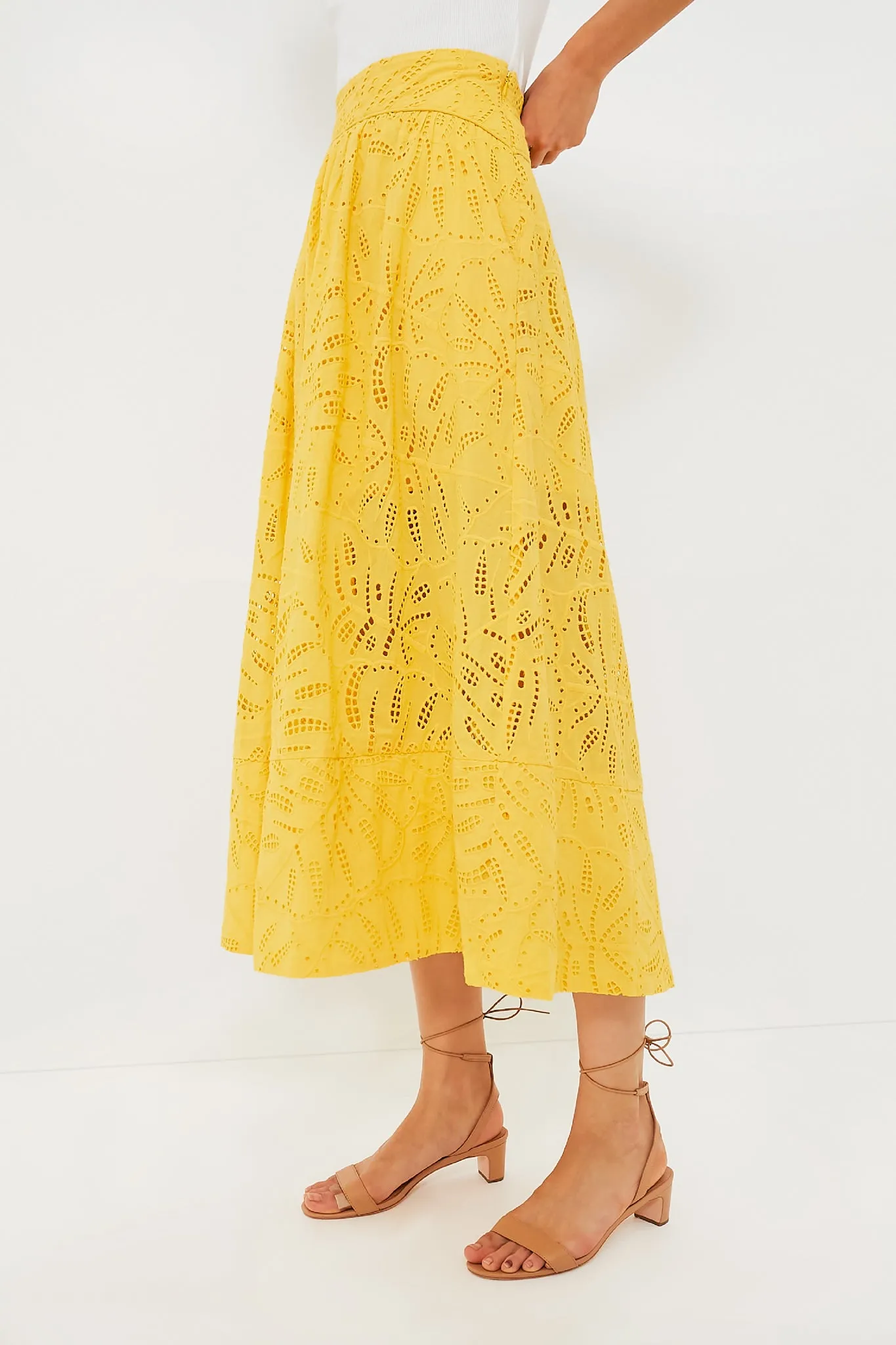 Yellow Monstera Eyelet Maxi Skirt sold by Tuckernuck product image thumbnail 4