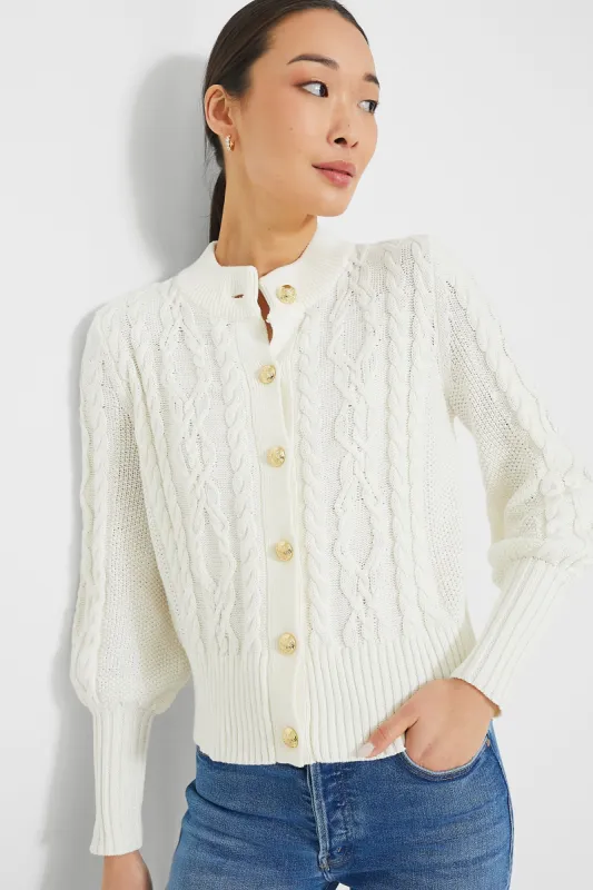 Ivory Cotton Colette Cardigan sold by Tuckernuck