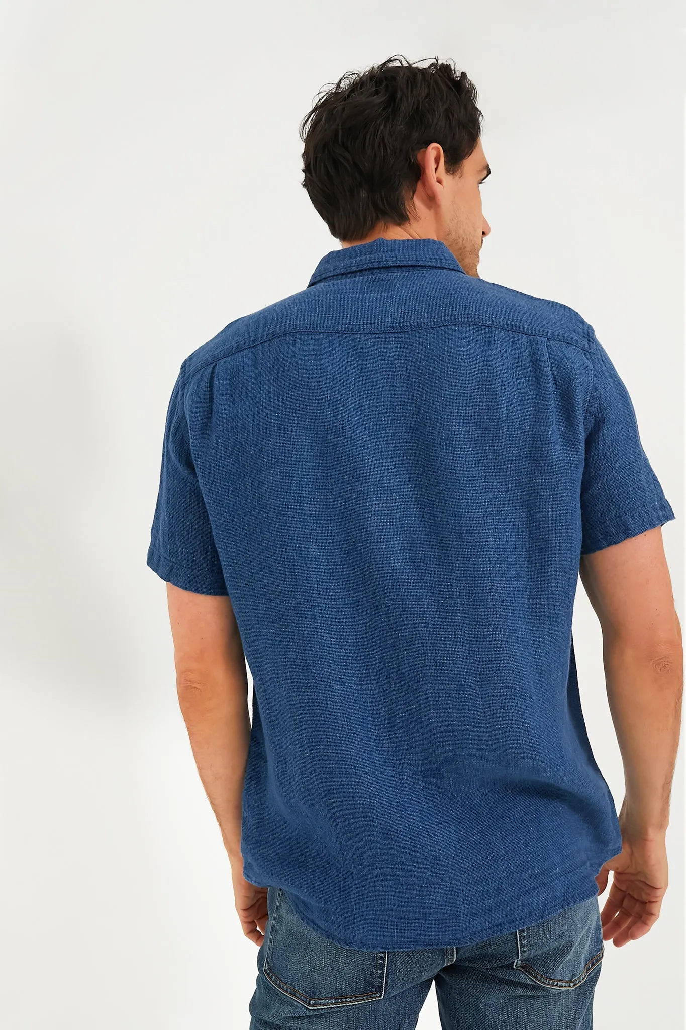 Indigo Basketweave Short Sleeve Palma Linen Shirt sold by Tuckernuck product image thumbnail 5