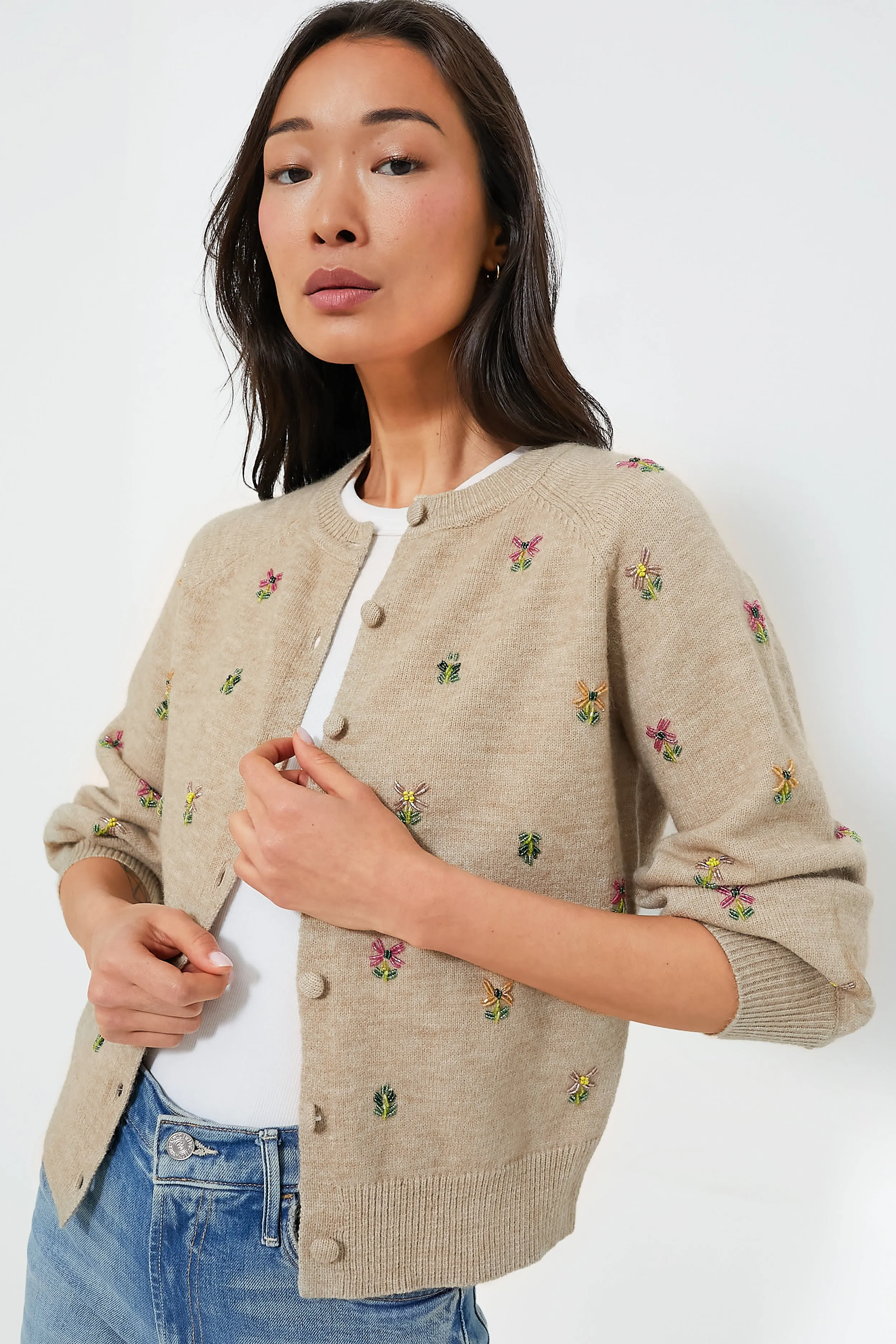 Multi Floral Embellishment Elsie Cardigan | Parallel