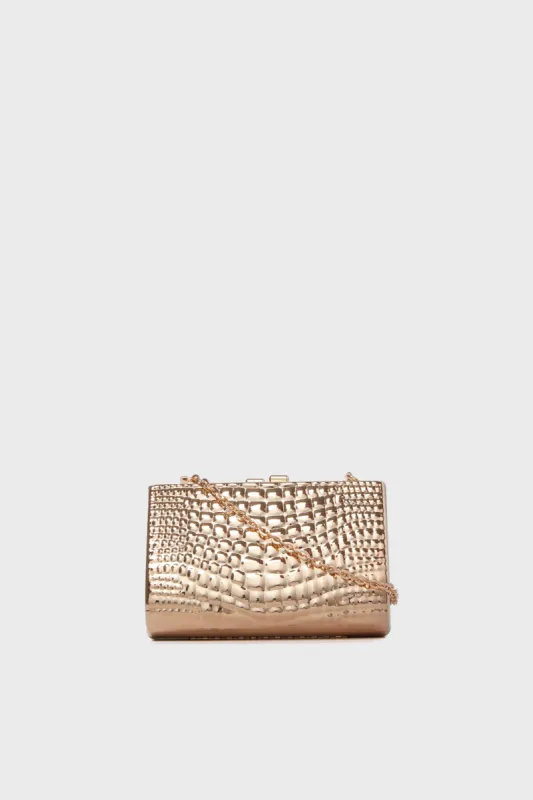 Croc-Effect Gold Coast Clutch sold by Tuckernuck