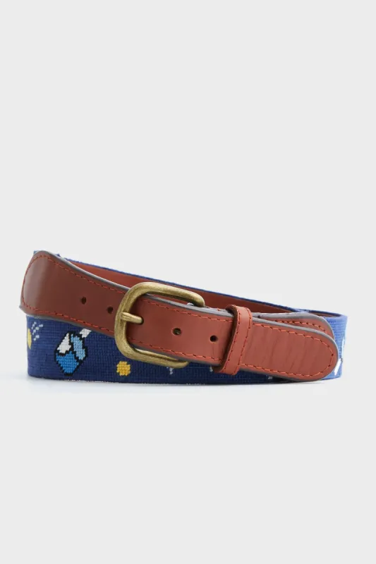 Navy Wacky Pickleball Needlepoint Belt sold by Tuckernuck