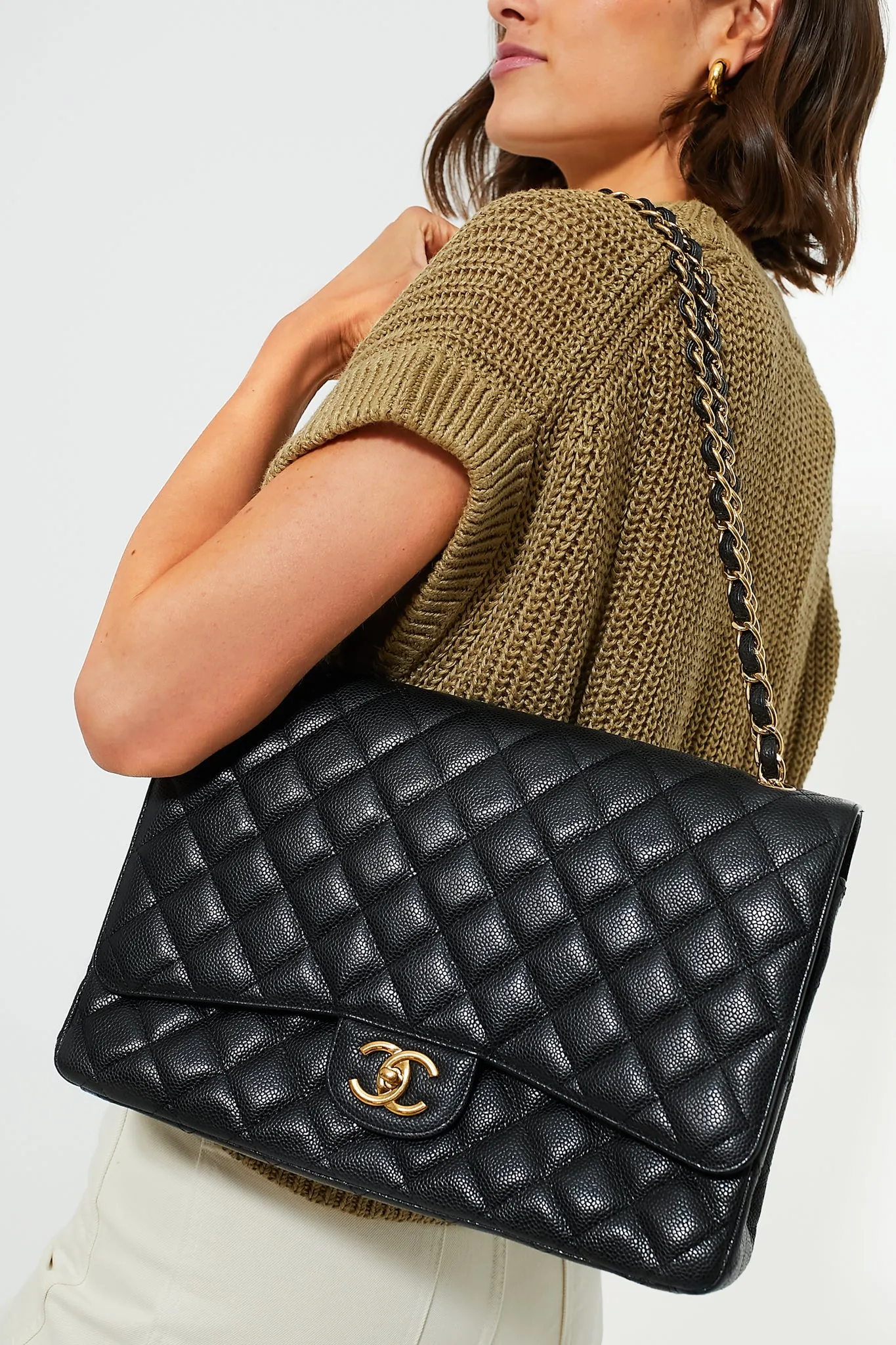 CHANEL Black Caviar Quilted Maxi Double Flap Shoulder Bag sold by Tuckernuck product image thumbnail 2