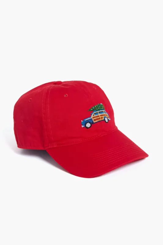 Exclusive Needlepoint Christmas Dad Wagon Hat sold by Tuckernuck