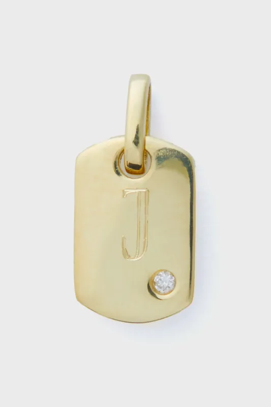 14k Gold Diamond Dog Tag Charm sold by Tuckernuck