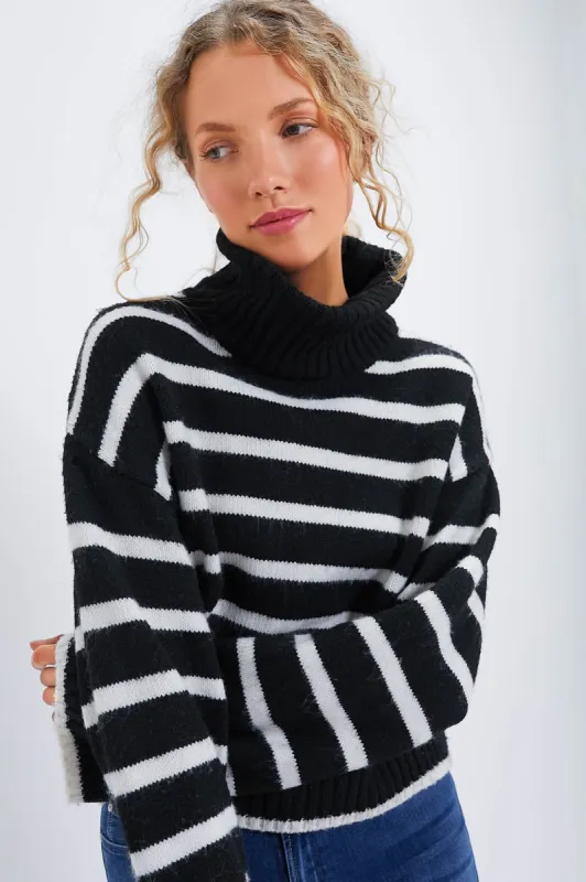 Black Josephine Stripe Turtleneck sold by Tuckernuck
