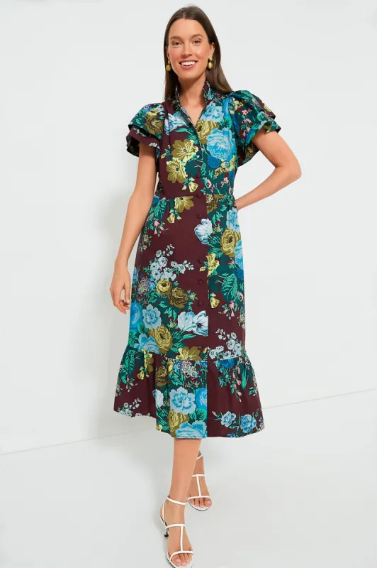 Oxblood Verdant Floral Alice Dress sold by Tuckernuck