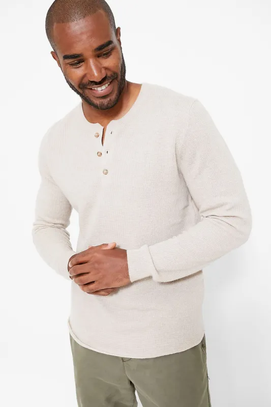 Oyster Midweight Sweater Henley sold by Tuckernuck