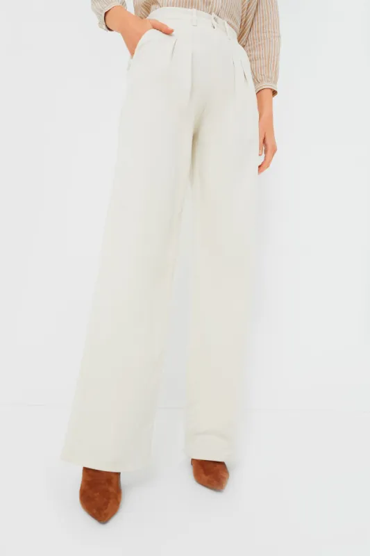 Ecru Mia Wide Leg with Double Pleat sold by Tuckernuck
