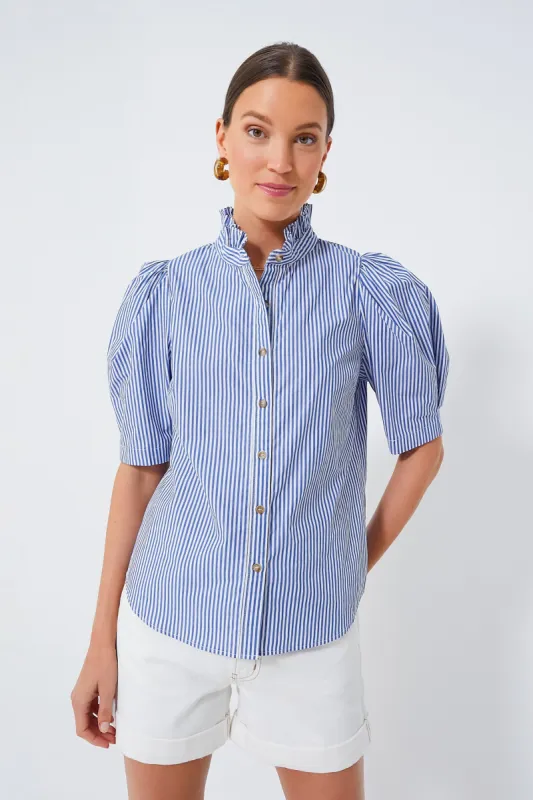 Blue Striped Alicia Blouse sold by Tuckernuck