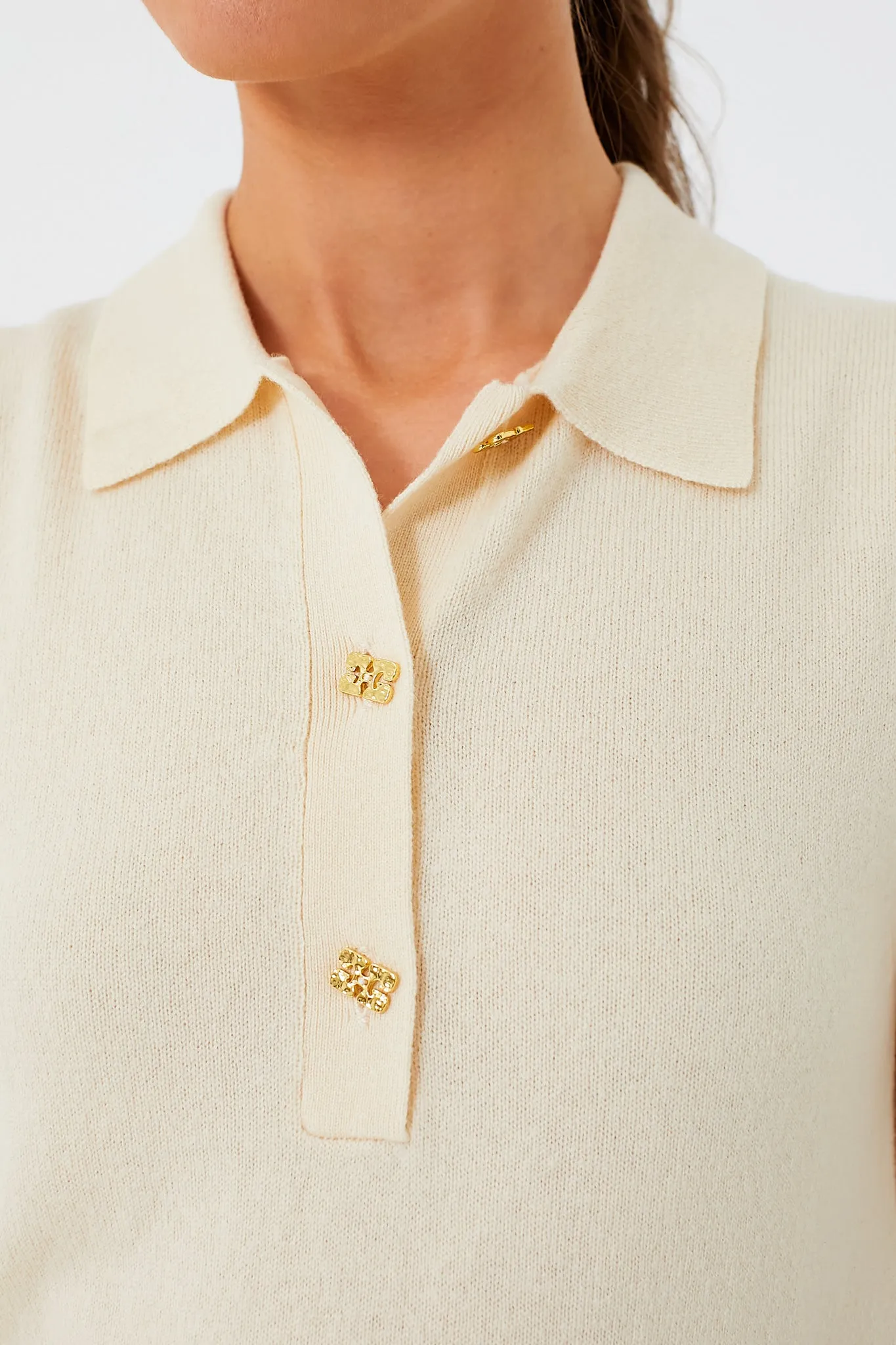 Alabaster Gleam Cashmere Mix Sleeveless Polo sold by Tuckernuck product image thumbnail 5