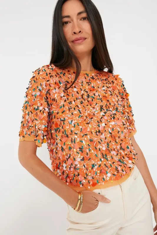 Orange Sequins Shelby Top sold by Tuckernuck
